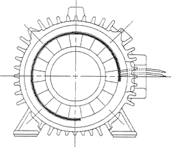 heater leads exit on motor frame